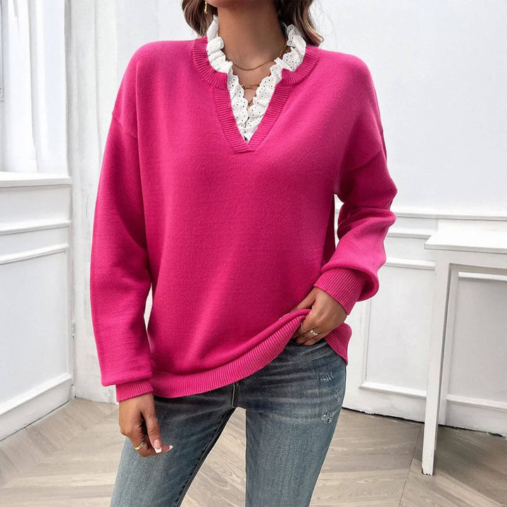 Phoebe - Elegant Lace Collar Sweater