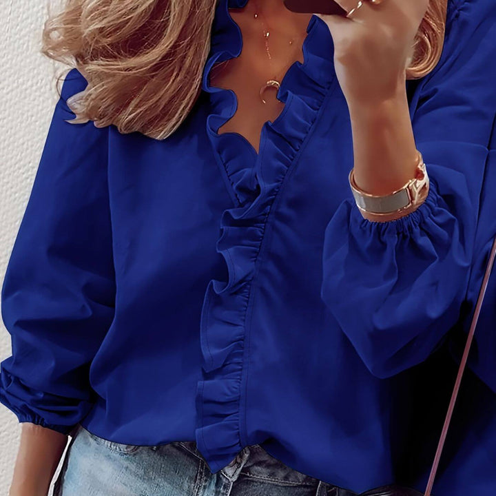 Rachel – Elegant Ruffled V-Neck Blouse
