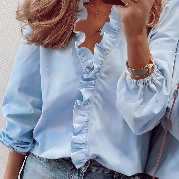 Rachel – Elegant Ruffled V-Neck Blouse