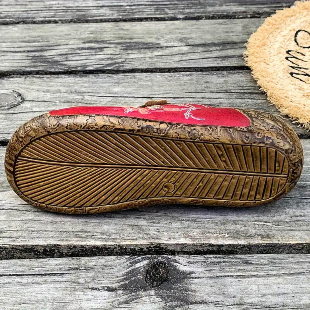 Scarlett – Vintage Red Blossom Sandals