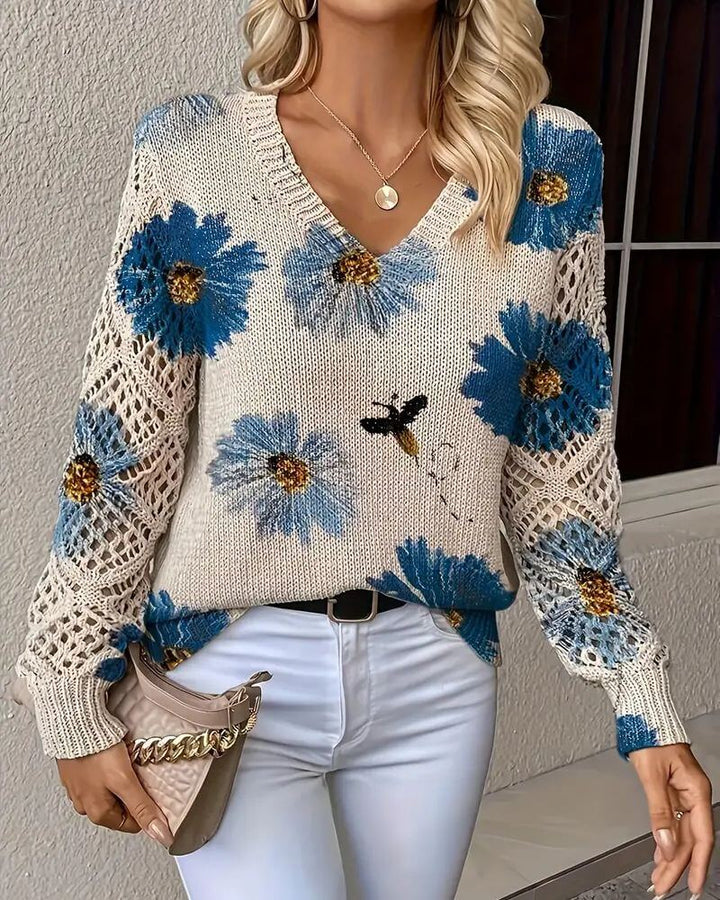 Sofia - Elegant Floral Knitted Sweater