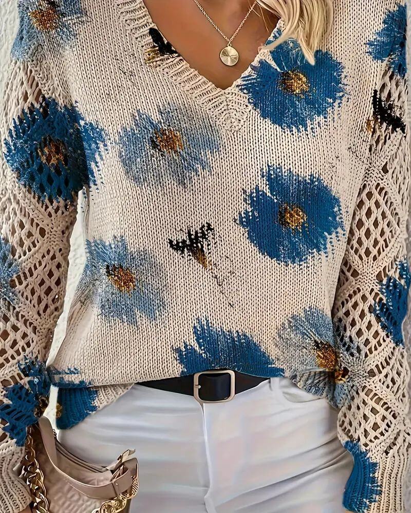 Sofia - Elegant Floral Knitted Sweater