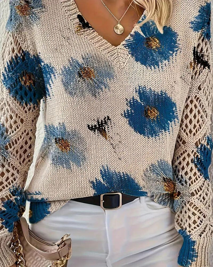 Sofia - Elegant Floral Knitted Sweater