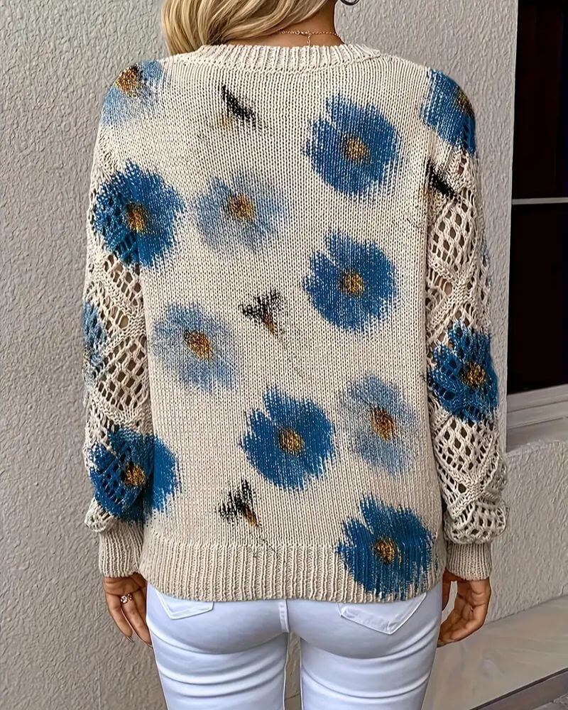 Sofia - Elegant Floral Knitted Sweater