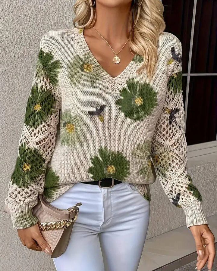 Sofia - Elegant Floral Knitted Sweater