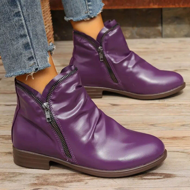 Sophia - Low Heel Orthopedic Leather Ankle Boots