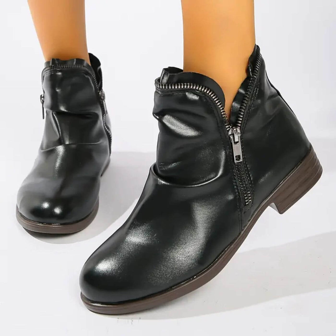 Sophia - Low Heel Orthopedic Leather Ankle Boots