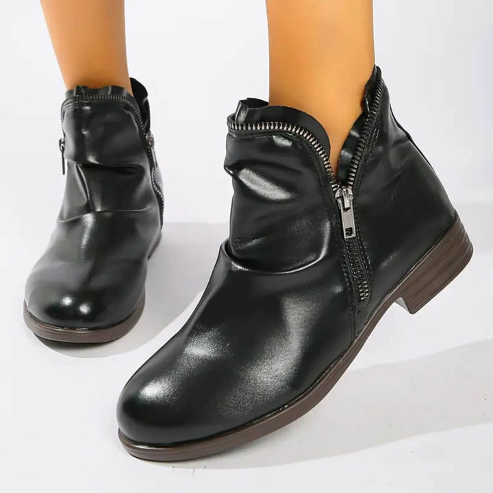 Sophia - Low Heel Orthopedic Leather Ankle Boots
