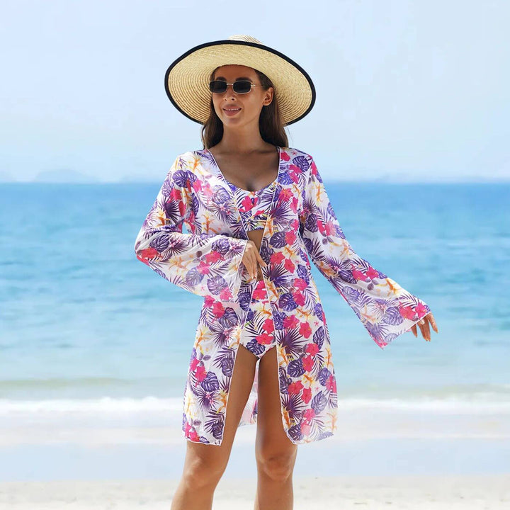 Tiffany – High Waist Tropical 3 Piece Bikini Set