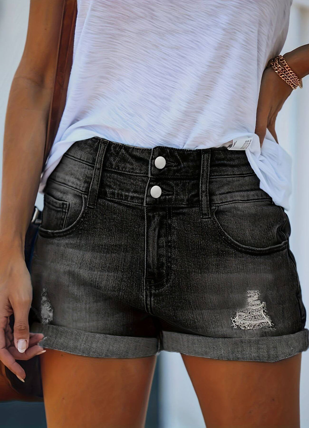 Viveulla - Ripped Jeans Denim Shorts